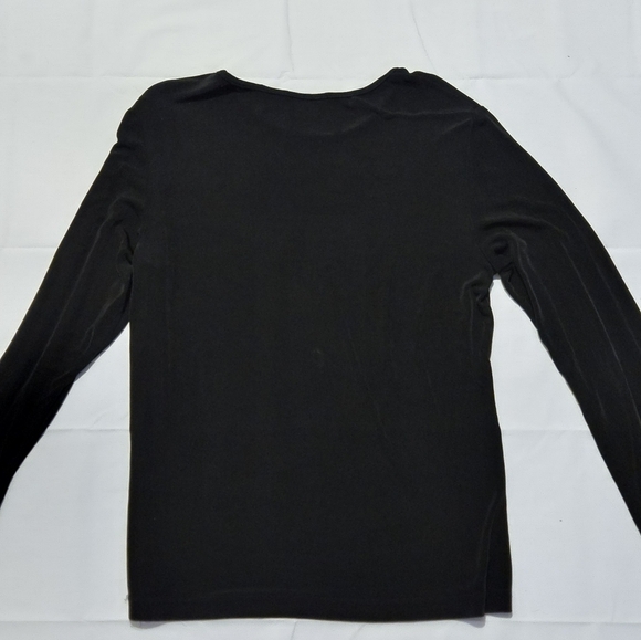 chicos travelers size 1 Sheer Longsleeve Black Shirt - Picture 2 of 3